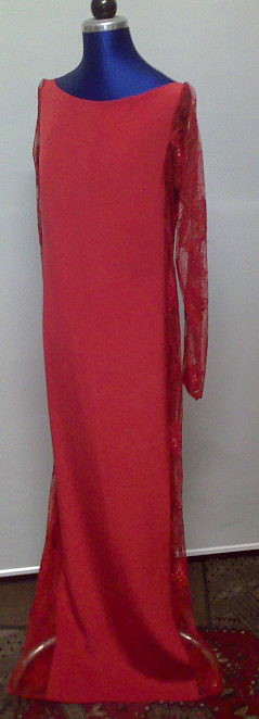 Rotes Abendkleid  170- 38-40 mit Spitzeneinsätzen (U. Welter)